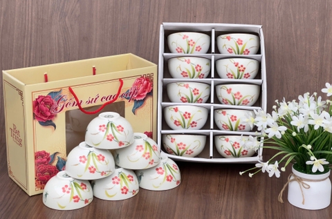 Bộ bát ăn cơm in họa tiết