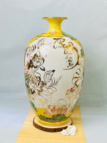 Bình tích lộc hoa nổi vàng kim