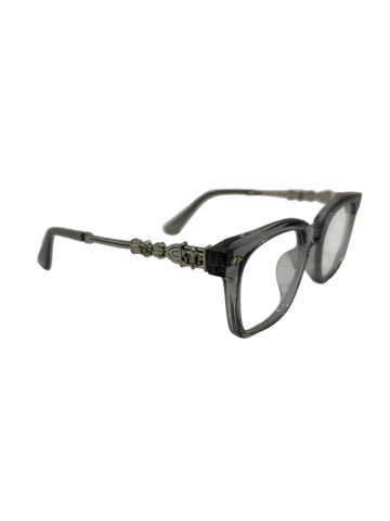 Mắt kính thời trang độ mới 98% Chrome Hearts gọng trong suốt xám khói họa tiết bạc