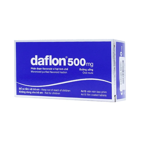 Thuốc Daflon 500mg điều trị suy giãn tĩnh mạch, trĩ cấp tính (hộp 2 vỉ x 15 viên)