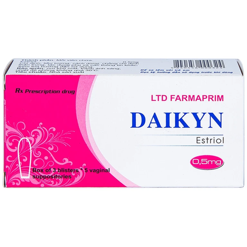 Viên đặt Daikyn điều trị các triệu chứng tiết niệu, sinh dục do thiếu estrogen (hộp 3 vỉ x 5 viên)