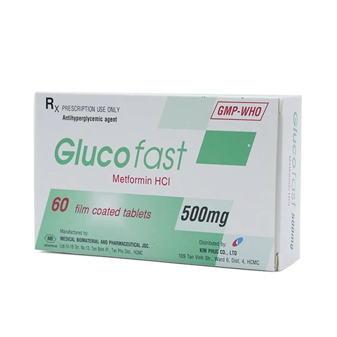 Thuốc Glucofast 500mg điều trị đái tháo đường tuýp 2 (hộp 4 vỉ x 15 viên)