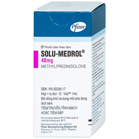 Bột pha tiêm Solu-Medrol 40mg điều trị rối loạn thấp khớp, lupus ban đỏ hệ thống (hộp 1 lọ x 1ml)