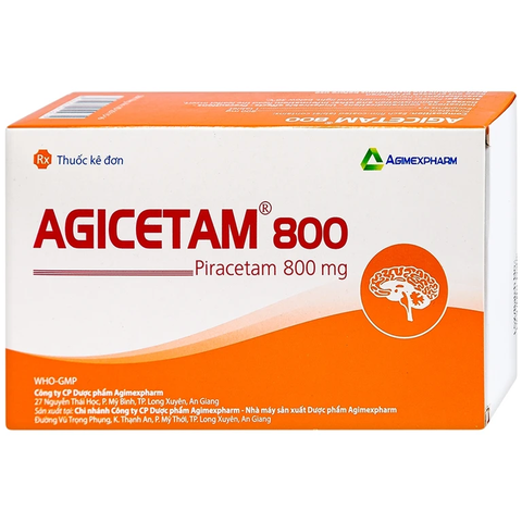 Thuốc Agicetam 800 điều trị triệu chứng chóng mặt (hộp 10 vỉ x 10 viên)