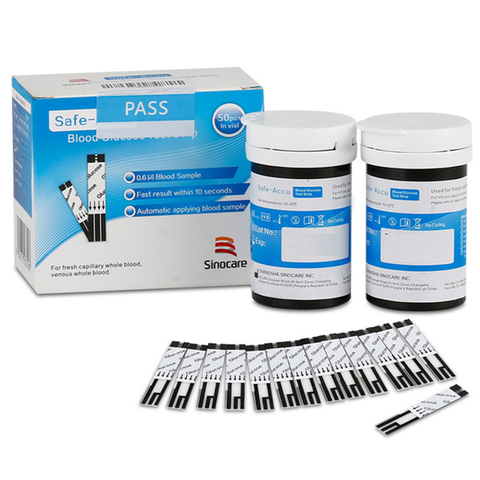Que thử đường huyết Safe-Accu Sinocare (hộp 50 que)