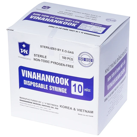 Bơm kim tiêm sử dụng một lần Vinahankook 10ml/cc (hộp 100 cái)