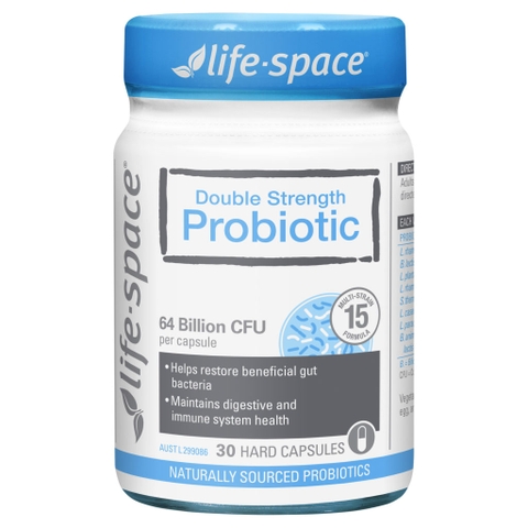 Viên uống Life-Space Double Strength Probiotic bổ sung lợi khuẩn, hỗ trợ hệ vi sinh đường ruột (chai x 30 viên)