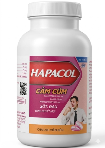 Thuốc Hapacol cảm cúm điều trị sốt, cảm, sung huyết mũi (Chai x 200 viên)