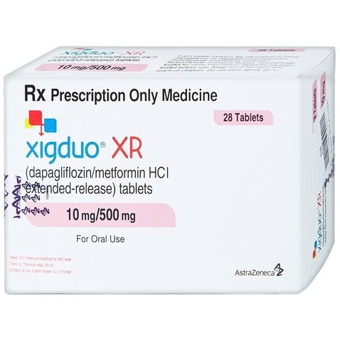 Thuốc Xigduo XR 10mg/500mg điều trị đái tháo đường tuýp 2 (hộp 4 vỉ x 7 viên)