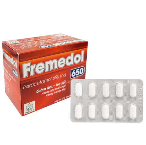 Viên nén Fremedol 650 giảm đau, hạ sốt (hộp 10 vỉ x 10 viên)