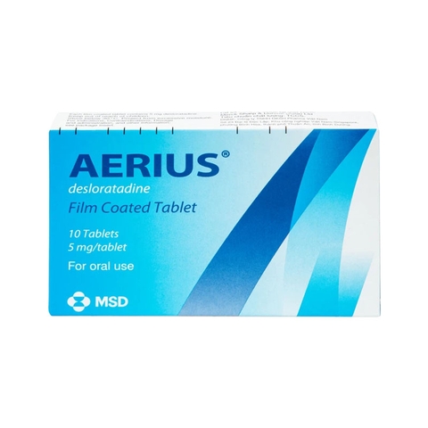 Thuốc Aerius 5mg giảm viêm mũi dị ứng, mề đay (hộp 1 vỉ x 10 viên)