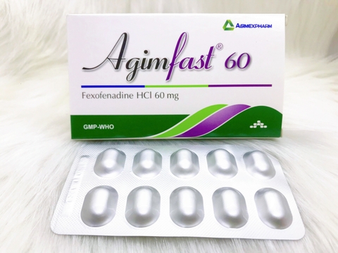 Thuốc Agimfast 60 điều trị viêm mũi dị ứng, mày đay (hộp 1 vỉ x 10 viên)
