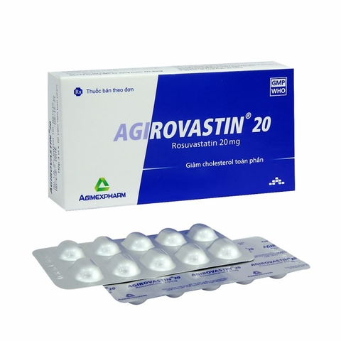 Thuốc Agirovastin 20 điều trị tăng cholesterol máu (hộp 3 vỉ x 10 viên)