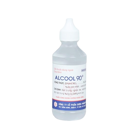 Cồn Alcool 90 độ màu trắng OPC sát trùng vết thương ngoài da, vật dụng (chai 60ml)