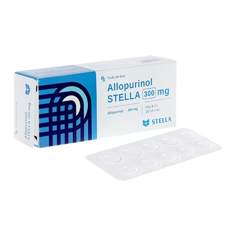 Thuốc Allopurinol Stella 300mg điều trị tăng acid uric máu, sỏi thận (hộp 10 vỉ x 10 viên)
