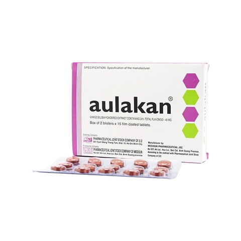 Thuốc Aulakan 40mg điều trị giảm trí nhớ, kém tập trung (hộp 2 vỉ x 15 viên)