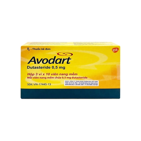 Thuốc Avodart 0.5mg điều trị phì đại tuyến tiền liệt (hộp 3 vỉ x 10 viên)