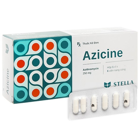 Thuốc Azicine 250mg Stella điều trị nhiễm khuẩn (hộp 1 vỉ x 6 viên)