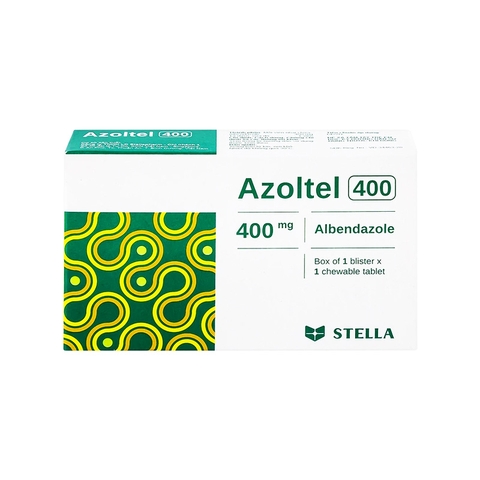 Thuốc Azoltel 400mg Stella điều trị nhiễm ký sinh trùng đường ruột (hộp 1 vỉ x 1 viên)