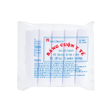 Băng cuộn y tế Bảo Thạch (0.1m x 2m) gói 5 cuộn