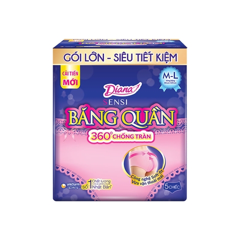 Băng vệ sinh ban đêm dạng quần Diana Super Night Size M-L (gói 5 miếng)