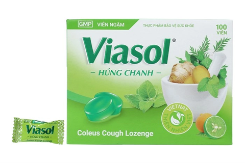 Viên ngậm giảm ho Viasol Húng Chanh (hộp 100 viên)