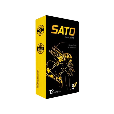 Bao cao su siêu mỏng Sato Super Thin & Sensitive (hộp 12 cái)