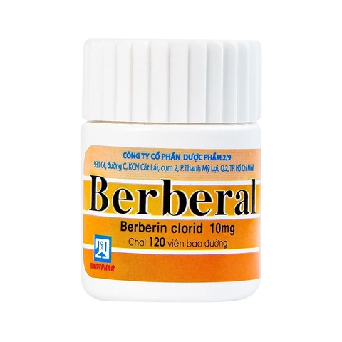 Thuốc Berberal 10mg Nadyphar điều trị các hội chứng lỵ, tiêu chảy (chai 120 viên)