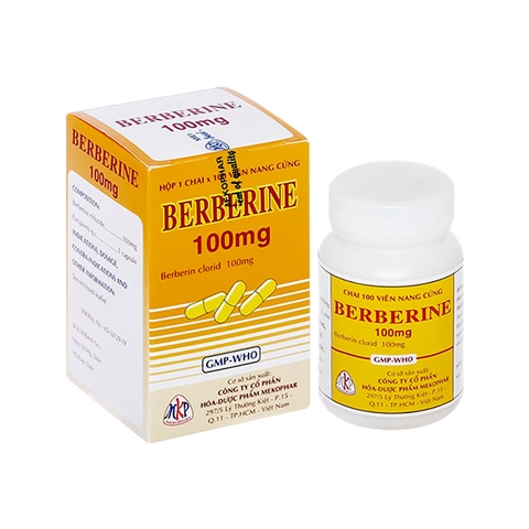 Thuốc Berberine 100mg Mekophar điều trị lỵ, viêm ruột, tiêu chảy (Chai 100 viên)