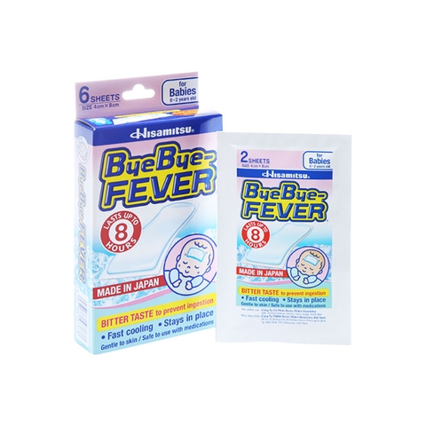 Miếng dán hạ sốt ByeBye Fever For Babies hạ sốt cho trẻ 0-2 tuổi (hộp 3 gói x 2 miếng)