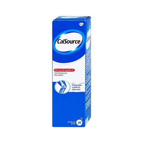 Viên sủi CalSource 500mg phòng ngừa và điều trị thiếu canxi (tuýp 20 viên)