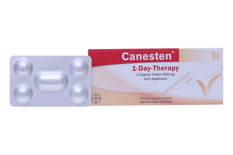 Viên đặt âm đạo Canesten 1 Day 500mg điều trị viêm âm đạo và cơ quan sinh dục ngoài (hộp 1 vỉ x 1 viên)