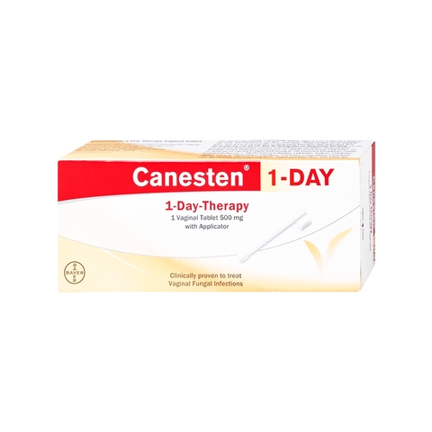Viên đặt âm đạo Canesten 1 Day 500mg điều trị viêm âm đạo và cơ quan sinh dục ngoài (hộp 1 vỉ x 1 viên)