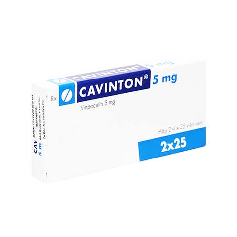 Thuốc Cavinton 5mg điều trị rối loạn tuần hoàn não (hộp 2 vỉ x 25 viên)