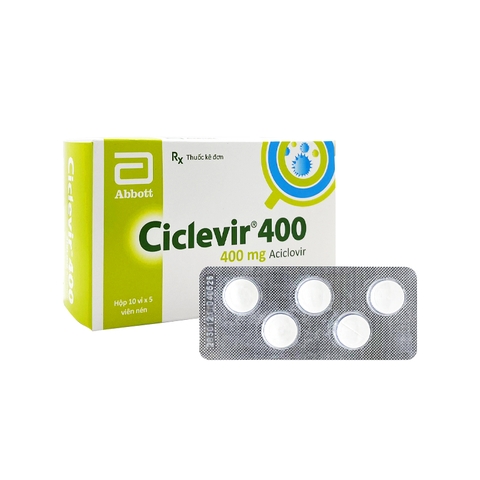 Viên nén Ciclevir 400 phòng ngừa, điều trị nhiễm virus (hộp 10 vỉ x 5 viên)