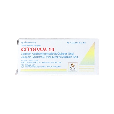 Thuốc Citopam 10mg điều trị trầm cảm, rối loạn hoảng sợ (hộp 3 vỉ x 10 viên)