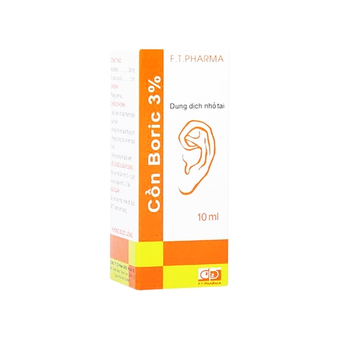 Dung dịch nhỏ tai  Boric F.T Pharma 3% phòng viêm tai (chai 10ml)