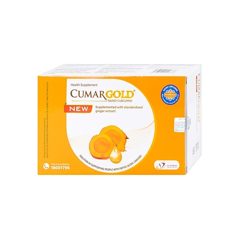 Viên uống CumarGold Nano Curcumin New hỗ trợ giảm viêm loét dạ dày, tá tràng (hộp 4 vỉ x 10 viên)