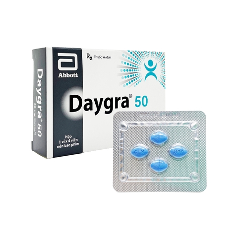 Thuốc Daygra 50 điều trị rối loạn cương dương (hộp 1 vỉ x 4 viên)