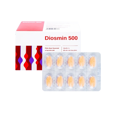 Viên nén Diosmin 500 điều trị trĩ, suy giãn tĩnh mạch (hộp 6 vỉ x 10 viên)