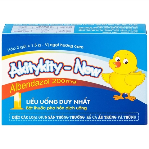 Bột pha hỗn dịch uống Akitykity-New điều trị nhiễm ký sinh trùng (hộp 2 gói x 1.5g)