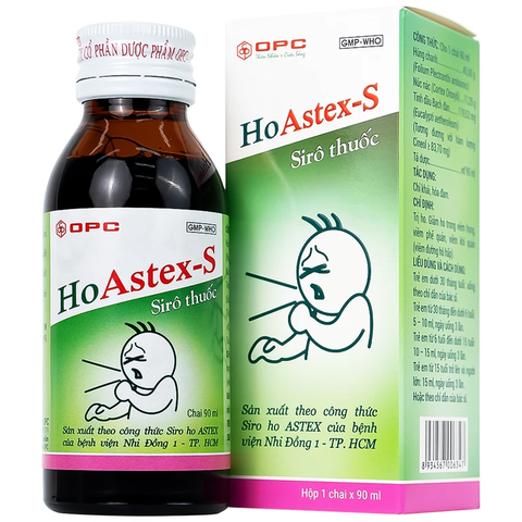 Siro HoAstex-S điều trị ho, giảm ho trong viêm họng, viêm phế quản (hộp 1 chai x 90ml)