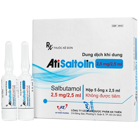 Dung dịch khí dung AtiSaltolin 2,5mg/2,5ml An Thiên điều trị chứng co thắt phế quản (hộp 5 ống x 2,5ml)