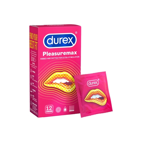 Bao cao su Durex Pleasuremax có chấm nổi 56mm (hộp 12 cái)