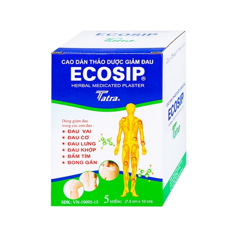 Cao dán thảo dược Ecosip giảm đau vai, đau cơ (hộp 20 gói x 5 miếng)