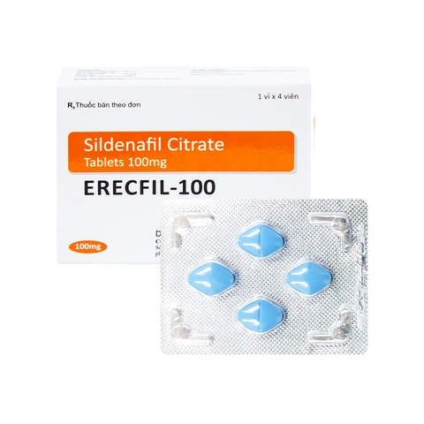 Viên nén Erecfil-100 điều trị rối loạn cương dương (hộp 1 vỉ x 4 viên)