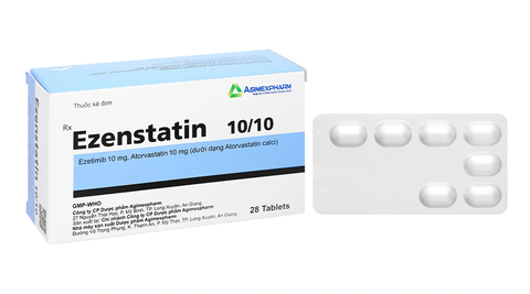 Thuốc Ezenstatin 10/10 điều trị tăng cholesterol máu (hộp 4 vỉ x 7 viên)