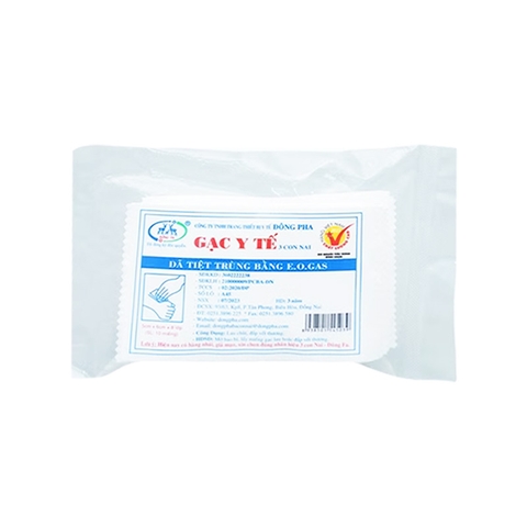 Gạc y tế tiệt trùng 3 Con Nai 5cm x 6cm x 8 lớp (gói 10 miếng)
