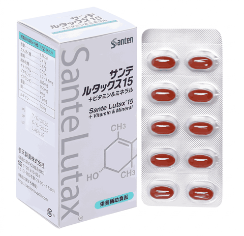 Viên nang mềm Sante Lutax 15+ hỗ trợ giảm nguy cơ thoái hóa hoàng điểm (hộp 10 vỉ x 9 viên)