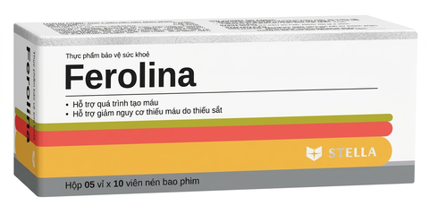 Viên nén Ferolina hỗ trợ quá trình tạo máu, giúp giảm nguy cơ thiếu máu do thiếu sắt (hộp 5 vỉ x 10 viên)